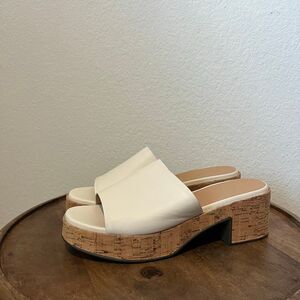 Seychelles Ivory Cork One Of A Kind Block Heel Slide Sandals Women's Size 9
